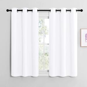 NICETOWN White Window Curtain Panels 50 inch Length, 50% Light Blocking Curtains for Bedroom & Dining Room Window (Set of 2, 42 inches x 50 inches)
