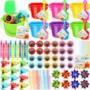 Chivao 96 Beach Pool Party Favors Summer Pool Toy Gift Bulk for Kids End of Year Student Gifts Bulk Sand Buckets Shovels Bubble Wands Sunglasses Water Guns Sidewalk Chalks Swim Party Supply