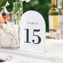 UNIQOOO White Arch Wedding Table Numbers with Stands 1-15, 5x7" Acrylic Signs and Holders, Perfect for Centerpiece, Reception, Decoration, Party, Anniversary, Event