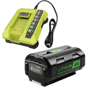 ANTRobut 6.5Ah Replacement Ryobi 40V Battery and Charger Kit for Ryobi 40V Lithium-Ion Battery OP4026 OP40601 OP4050A OP4040 OP4030 OP4050 with OP401 Ryobi-40V Charger