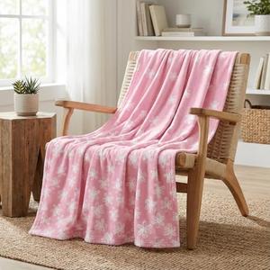 Spring Summer Flannel Blanket Throw, Pink Watercolor Painting Flowers Soft Fuzzy Plush Cozy Fleece Blankets for Couch Sofa Bed Lounging, Ideal Gifts for Kids Adults Wife Self,