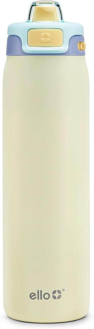 Ello Pop & Fill Stainless Steel Water Bottle with Quick Fill Technology, Double Walled Vacuum Insulated Metal, Leak Proof Locking Lid, Sip & Chug, BPA Free, Holiday Gift for Him Her, 22oz, 32oz, 40oz (Fresh Dew)