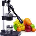 Manual Cast Iron Citrus Juicer, Commercial Hand Press, Heavy Duty Countertop Squeezer for Fresh Orange Lemon Juice, Stable When Pressed, Easy to Use & Clean (Black)