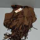 Dokotoo Womens Fringe Vest 70s Hippie Costume Sleeveless Cowgirl Western Outfits Faux Suede Tassel Leather Outerwear (Brown, XL)