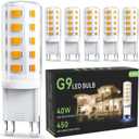 VOLIVO G9 LED Bulb 4W, 40W T4 G9 Halogen Replacement, 2700K Warm White, Ceramic Bi Pin Base, No Flicker 120V 450 LM 360Beam Angle, G9 Light Bulbs for Chandelier, 6 Pack, Non-Dimmable
