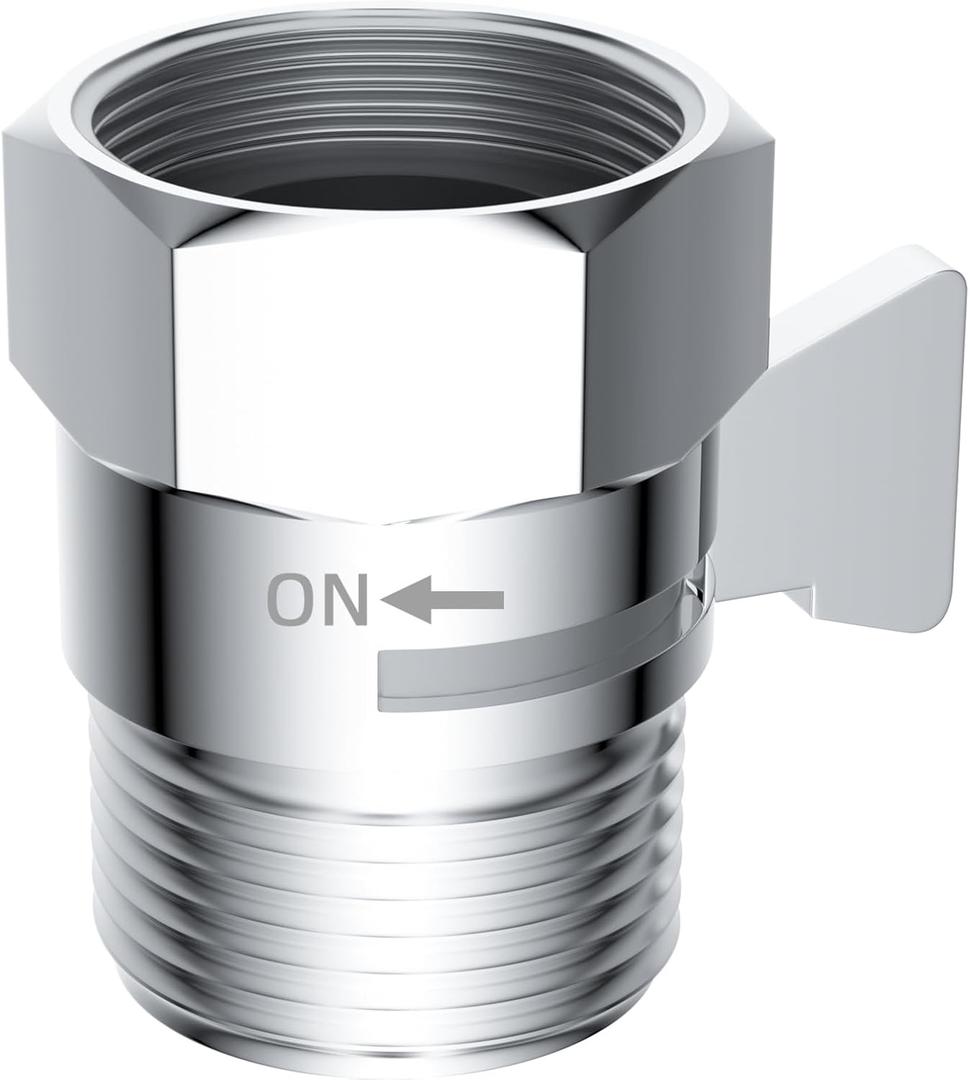 Hibbent All Metal 1 Pack Shower Head Flow Control Valve, G1/2 Brass Shut-off Valve with Metal Handle Lever, Shut OFF Water Flow Control Regulator for Handheld Shower, or Bidet Sprayer, Chrome (0.5 Inch)