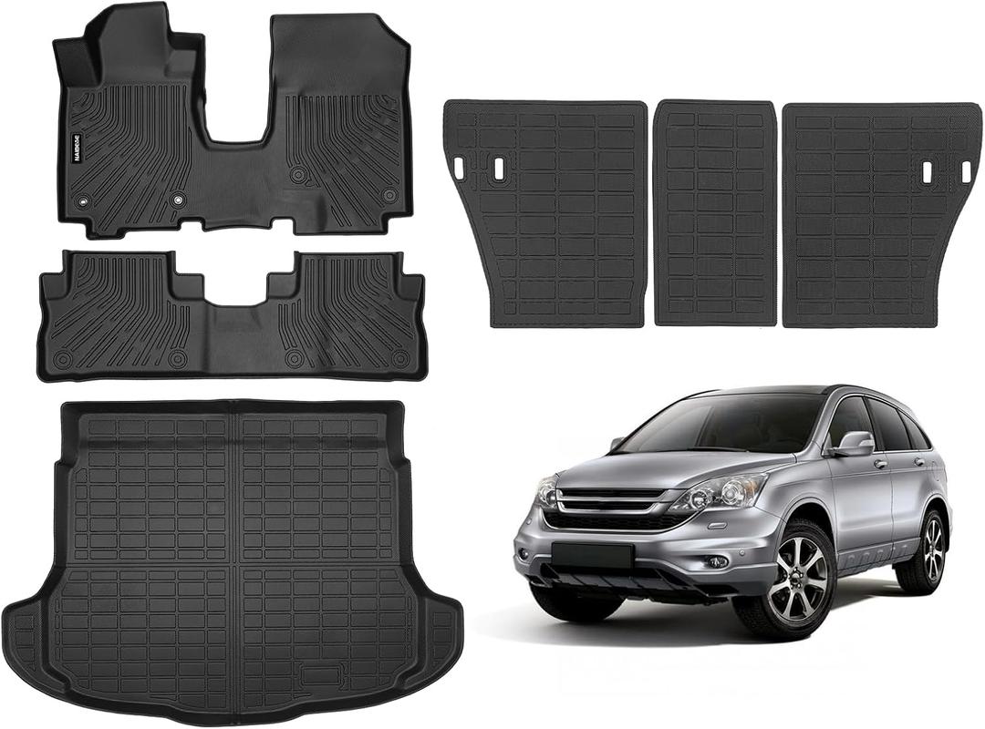 Naibeve Floor Mats for 2007-2011 Honda CRV | All Weather Custom Fit Floor Mats, Cargo Mat, Backrest Mats Interior Protector accessories