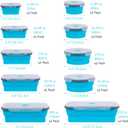 Collapsible Food Storage Containers with Lids 20 Pack(81oz/58oz Extra Large Included), 12 Rectangular+8 Round, Annaklin Silicone Collapsible Food Containers Sets Microwave Freezer Dishwasher Safe Blue