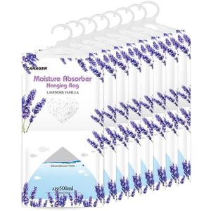 CANAGER Hanging Moisture Absorber, Lavender Vanilla Moistureproof Hanging BagDehumidifier Bag (8 packs) Hanging Closet Dehumidifier Bags, Moisture Absorb 12.5 oz (Purple)