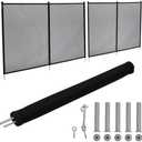 Adjustable Pool Fence 4 x 108 Ft, Modular Removable Safety Barrier with 320GSM Mesh, Connectable Panels for Any Pool Shape, Ideal for Inground, Above Ground Pools, Patios, Gardens, Black Modern Design