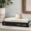 Minimalist Decorative Books, Fake Books Storage Boxes for Decor | Set of 2 Linen Coffee Table Books with Hidden Storage, Stackable Photo Keepsake Box for Room Bookshelf Decor, Black