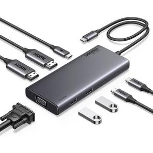 UGREEN 8 in 1 USB C 4K Docking Station Dual Monitor, Triple Display USB C Hub with 2 HDMI, VGA, 2 USB A&C 3.2 Ports, 100W PD, Compatible for MacBook, Dell, HP, Lenovo, Surface etc