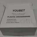 YOUBET 125PCS Thanksgiving Plastic Plates - Clear Gold Disposable Plates - 25 Guests Baroque Plastic Dinnerware Includes 25Dinner Plates, 25Dessert Plate, 75Silverware for Party & Wedding