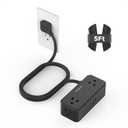 TESSAN Black Extension Cord 5 Ft, Flat Surge Protector Power Strip with 4 Wide Spaced AC Outlets 3 USB Ports (1 USB C), Ultra Thin Flat Plug with 900J Surge Protection, Office Dorm Room Essentials