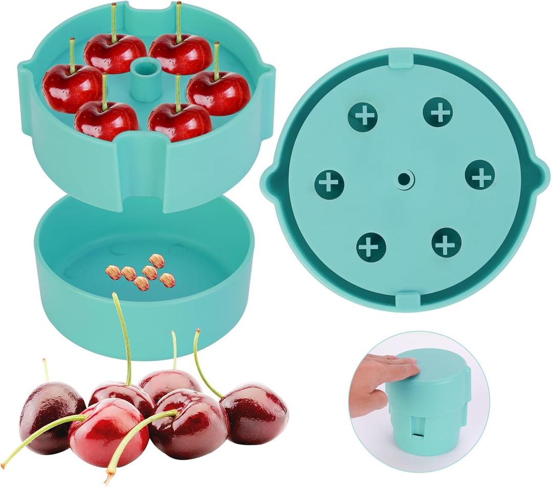 Cherry Pitter - Portable Cherry Pitter Corer Tool, Pits up to 6 Cherries at Once, Dishwasher Safe, ABS Construction, Blue