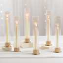 NUPTIO Candlestick Holder with Fluted Hurricane: Set of 6 Metal Candle Holders with Glass Cylinders - Gold Taper Candleholders for Birthday Valentine Wedding Table Centerpiece Outdoor Decor