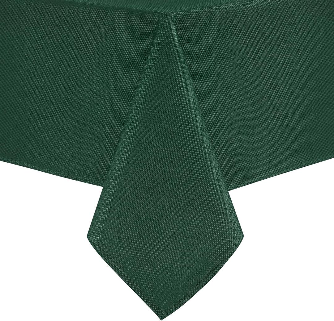 Hiasan 60 X 102 Inch Rectangle Textured Tablecloth - Waterproof Spill proof Antiwrinkle Jacquard Table Cloth for Kitchen and Dining Dinner, Outdoor Picnic, Holiday and Parties, Hunter Green