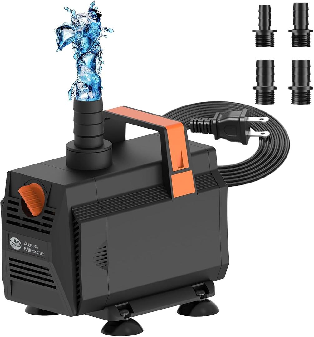 AquaMiracle 600GPH Submersible Water Pump Pond Pump(2270L/H, 35W), Water Fountain Pump Aquarium Water Pump with Flow Control for Fish Tank, Waterfall, Statuary, Filtration, Water feature, Hydroponics