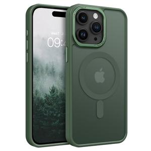 BENTOBEN Magnetic for iPhone 15 Pro Max Case,[Compatible with MagSafe] Translucent Matte Frosted Anti-Fingerprint Slim Shockproof Women Men Protective Cover Case for iPhone 15 Pro Max 6.7",Dark Green