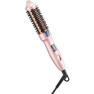 Lafesro Thermal Brush, MINI & Tiny 1 Inch Ionic Curling Brush for Shiny Hair, Tourmaline Ceramic Ionic Curling Iron Brush for Short to Medium Hair, Adjustable Temperature, Dual Voltage, Compact-Size (Pink)