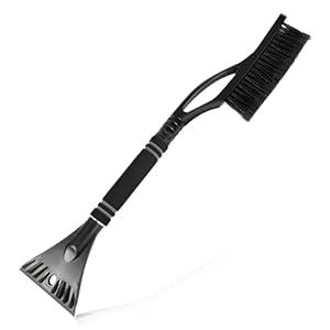 Gasedin Snow Brush with Ice Scraper for Car, 24" Extendable Snow Brush Scraper with Foam Grip, Scratch Free Snow Brush with Detachable Ice Scraper for Windshield, Car Accessories (Black)