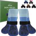 EXPAWLORER Anti Slip Dog Socks to Prevent Licking Paws, Dog Shoes for Cold Winter, Dog Booties for Hardwood Floors, Dog Boots & Paw Protectors with Grippers for Small Medium Large Senior Dogs Blue S