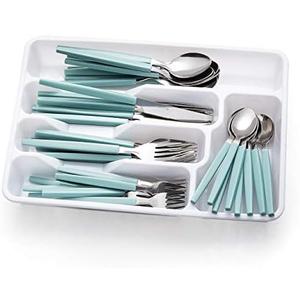 Cutiset 40 piece Stainless Steel Kitchen Flatware set with organizer, Camping Silverware set with color handles set of 8