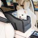 Dog Car Seat, Center Console Car Seat for Small Pets, Portable Booster Seat, Puppy Carrier Travel Backpack Includes Safety Tether for Pets Up to 15 lbs(Grey)