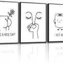 3pcs Funny Bathroom Wall Art Black and White Toilet Posters Prints Humorous Artwork Pictures Bad Smell Toilet Papers Roll Canvas Wall Decor for Minimalist Bathroom Toilet Decor 1216 Inch Unframed