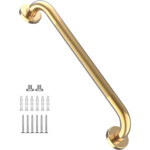 24 Inch Anti Slip Shower Grab Gold, Munzong Bathroom Grab Bar, Knurled Bathroom Balance Bar,Safety Hand Rail Support Handicap Elderly Injury Senior Assist Bath Handle 24 Inch, Gold