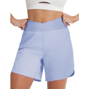 baleaf Women's 7 inch Athletic Shorts Crossover Waist Quick Dry Shorts (XXXL)