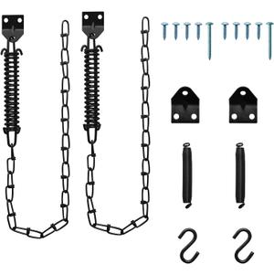 2 Set Screen Door and Storm Door Chain Stop, Windproof Door Chain Heavy Duty Storm Door Hardware for Most Doors (Black)