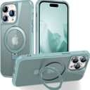 Hocase for iPhone 15 Pro Max Case, with Magnetic Ring Stand [Compatible with MagSafe] [Military Grade Protection] Slim Shockproof Translucent Protective Phone Case - Teal