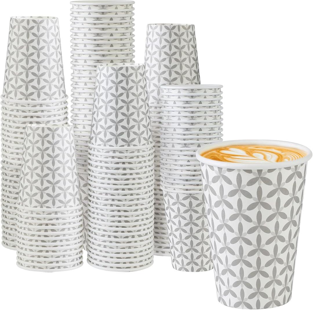 Lamosi 180 Pack 12 oz Coffee Cups, Paper Coffee Cup 12 oz, Disposable Coffee Cups, Leakproof Hot Drink Cup for Cafe, Office, Party