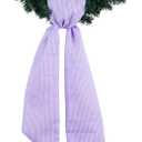 Purple Striped Wreath Sash for Front Door Wreath, 5.12" Wide x 54.33" Spring Easter Summer Holiday Door Ribbon Decorations Wedding