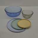 Pyrex Colors Tinted (3-Pack, Full Set) Sculpted Tinted Glass Mixing Bowls With Lids, Nesting Space Saving Set of Bowls For Prepping and Baking, 1.3QT, 2.3QT & 4.5Q