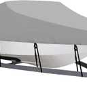 OutdoorLines Waterproof Boat Covers 16-18.5 Ft Long Gray- Heavy Duty UV Resistant Trailerable Boat Covering for V-Hull,Tri-Hull, Bass, Runabout, Fish&Ski,Pro-Style Fishing Boats (16'-18.5',Beam width up to 94")