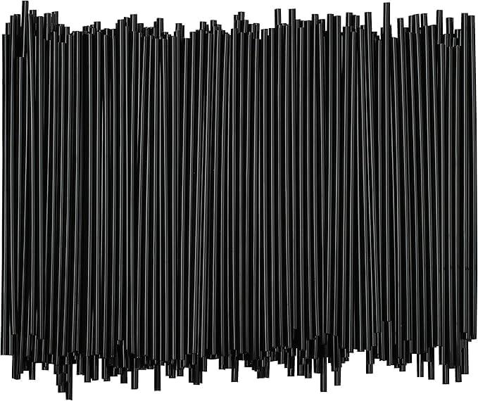 Plastic Coffee Stirrers | Plastic Straws - 5 Inch Coffee Stir Sticks | Cocktail Straws | Disposable Stir Sticks | Disposable Drinking Straws For Coffee & Cocktail (Black, 1000)