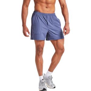 Ouber Men's Athletic Running Shorts Quick Dry Workout Shorts 5" Gym Shorts with Zip Pockets (Blue, XS)