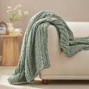 Amlie Home Chunky Knit Throw Blanket for Couch, Soft Chenille Crochet Blanket for Children, 40"x50", Sage Green