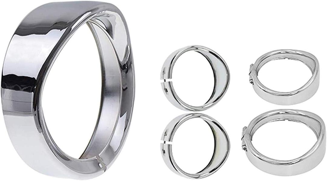 Visor Style 7 inch Headlight Trim Ring 4 1/2" Fog Light Trim Ring Turn Signal Trim Ring Set Fit for Harley Softail Touring