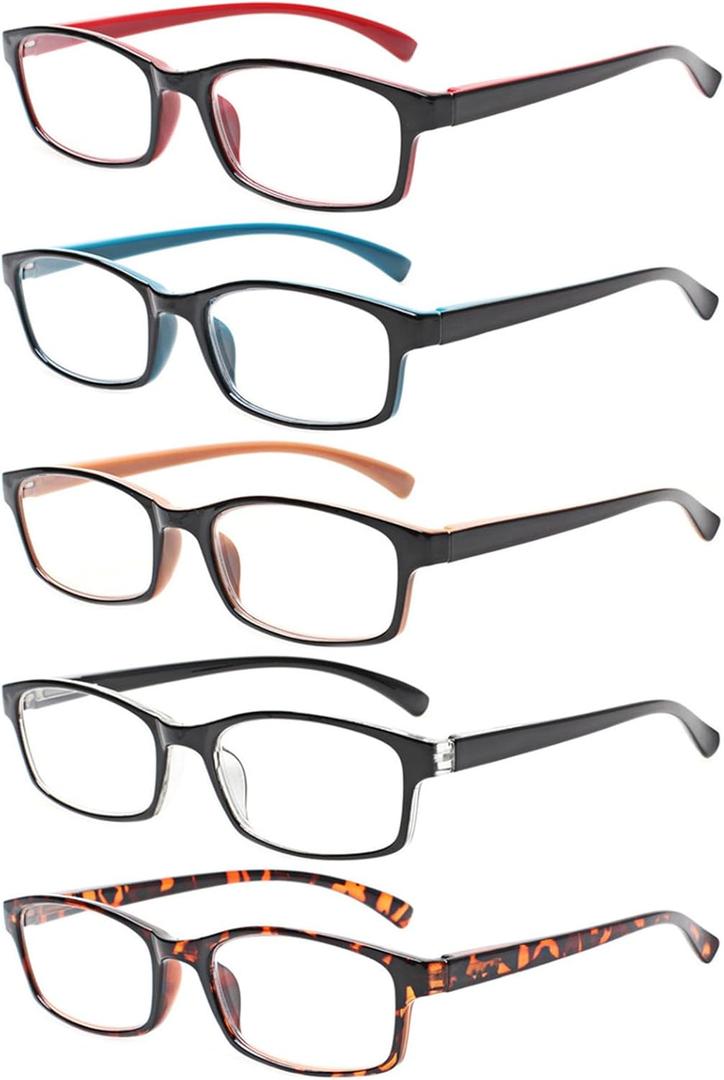 NORPERWIS Reading Glasses 5 Pairs Quality Readers Spring Hinge Vintage Glasses for Reading for Men and Women (5 Pack Mix Color-2, 4.5, x)