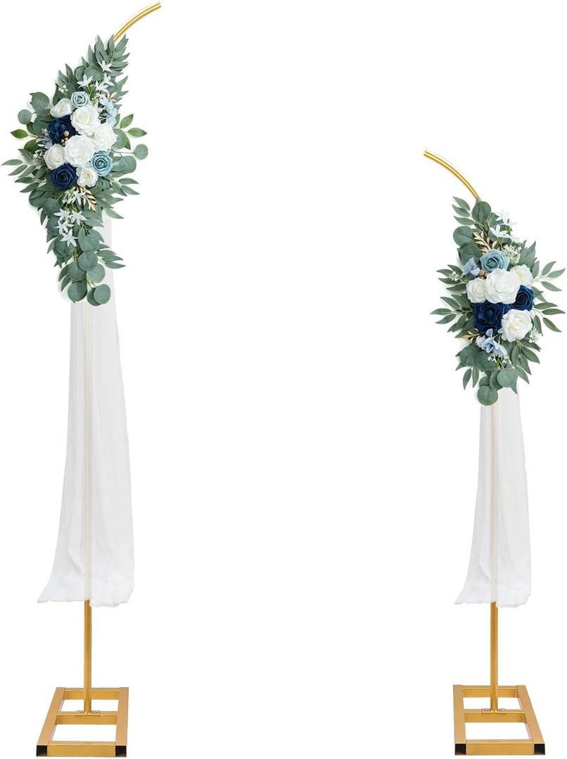 Mental Arch Backdrop Stand,Set of 2 Gold Half Flower Arch Stand for Wedding Ceremony Birthday Anniversary Floral Balloon Arch Stand Background Decoration (7.5FT & 6.2FT)