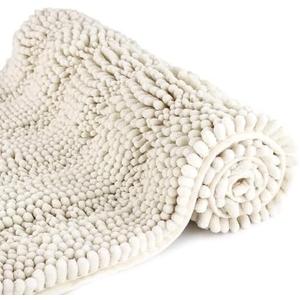 Bath Mat for Bathroom Ultra-Soft Machine Washable Rugs for Shower Room with Non-Slip Backing Shaggy Absorbent Luxury Chenille Bath Rug Perfect for Tub Sink Bedroom Door (30"x20", Ivory White)