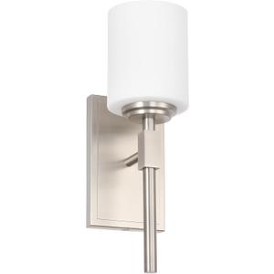 Wall Sconce Light, Stylish Sconces Wall Lighting in Brushed Nickel, Transitional 1 Light Bathroom Vanity Lighting with Opal Glass Shade, Wall Light for Bedroom Bathroom Living Room Entryway Hallway (1-Light, Brushed Nickel)