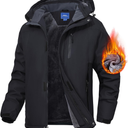 Men's Mountain Ski Jacket Waterproof Fleece Liner Snow Coat Warm Winter Windproof Hooded Raincoat, Size: XL