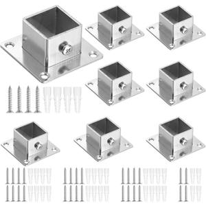 8 Pcs Square Post Bases 1" x 1" Stainless Steel Flange Anchor Bases Heavy Duty Post Brackets for Fence Deck Railing Support