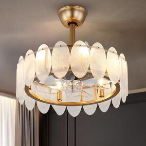 Deckrico 20" Gold Ceiling Fan with Crystal Light Modern Crystal Fandelier Chandelier Semi Flush Mount with Remote Control 6 Speeds for Bedroom, Living Room, Dining Room