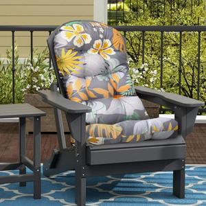 Outdoor Adirondack Chair Cushions Waterproof Floral Large Rocking Chair Cushions with Ties Thicken Outdoor Chair Pads for Garden Patio 44 * 20 * 4",Leaf