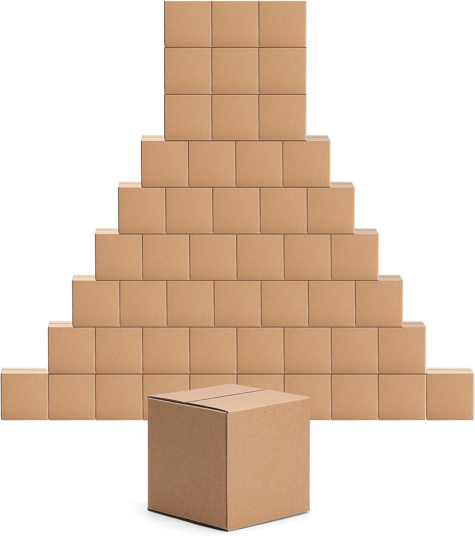 Edenseelake 50 Pack 4x4x4 inches Shipping Boxes Corrugated Cardboard Boxes for Packing, Moving, Mailing, Brown